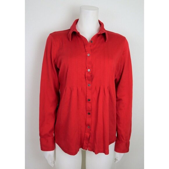 WOMEN'S RED LONG SLEEVE STRETCH KNIT TOP - L.L. BEAN - SIZE M - Picture 1 of 6